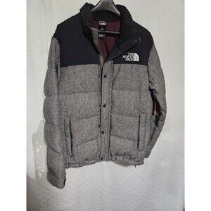 THE NORTH FACE PUFFER BUBBLE JACKET COAT GREY BLACK 550 WOOL SZ M H20